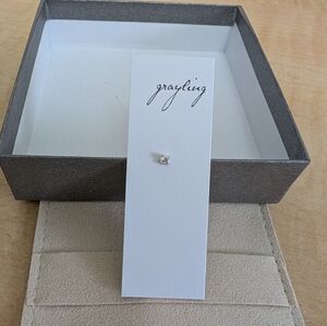 New Grayling flat back single sleeper earring 14K solid white gold